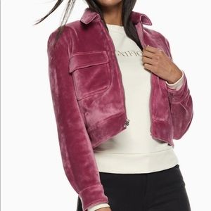 Nine West Pink Velvet Bomber Jacket Size Large